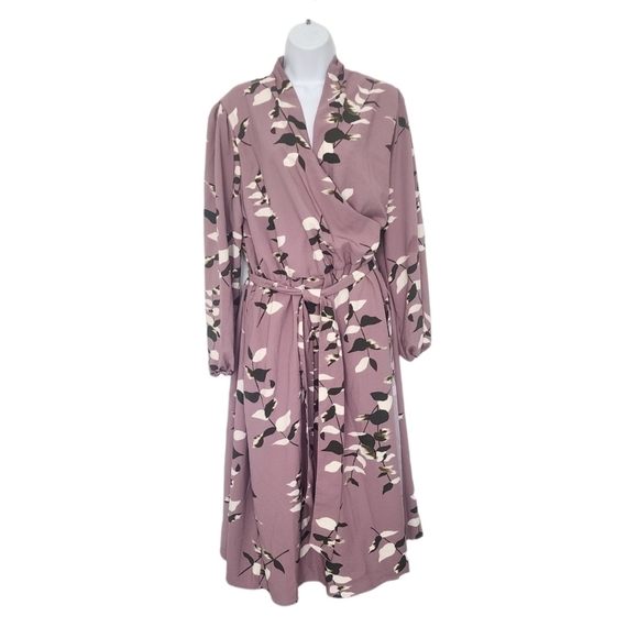 A New Day Womens Floral Long Sleeve Wrap Midi Dress in Size Small. - Picture 3 of 12